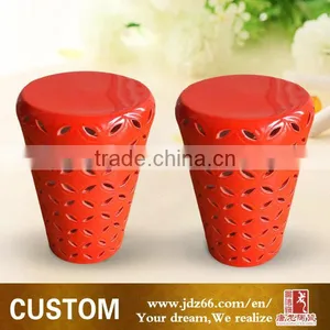 Custom-made Red Hollow Ceramic Garden Seat Stool thumbnail-2