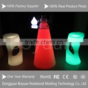 Glowing High Top Funnel Shape Glass Cocktail Table With Led Light thumbnail-4