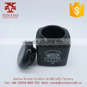 Wholesale Set of 3 Custom Logo Black Ceramic Salt and Pepper Shaker Cruet Set thumbnail-2
