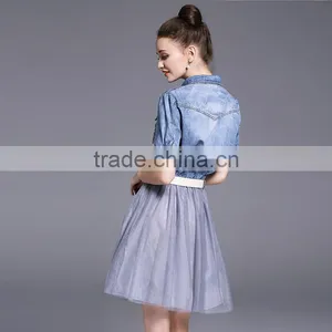 MAXNEGIO Women Fashion False Two-piece Bubble Dress Casual Women Gauze Dresses thumbnail-2