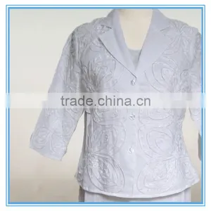 Women Embroidery White Skirt Church Suit thumbnail-2