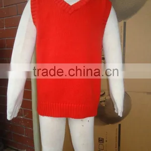 Custom Cheap Unisex Baby Orange V-neck Knitted Nuiform Sweater Vest thumbnail-1
