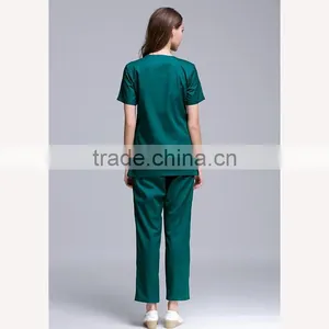 2016 New Arrival Women Short Sleeve Medical Scrub Uniforms Set Beauty Spa Working Clothes Two Plastic Buttons At Centre thumbnail-4