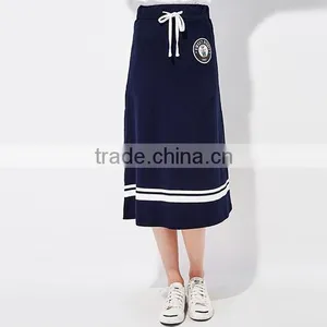 Female Money Navy Blue Printed Knitted Waistband Draw String Dress thumbnail-5