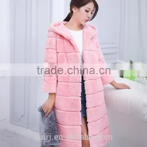 Rex Rabbit Fur Coat With Hood Thick Real Rabbit Fur Coat Winter Jacket for Women Genuine Fur Coat Customize Female Clothing thumbnail-2