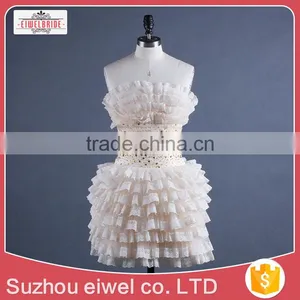Apricot Strapless Short Mini Evening Dress thumbnail-1