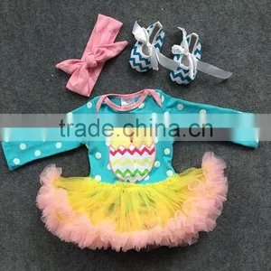 2016 Lace Tutu Arrival Full Strock Baby Romper Girls Chick Easter Dress Clothes Long Sleeve Sets With Matching Bow and Boots thumbnail-1