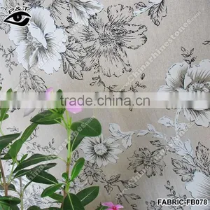 Chinese Style Flower Printed Fabric Linen Cotton Fabric For Sofa thumbnail-1