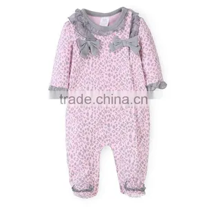 Newborn Infant Baby Leopard Print Romper Outfits (Color: Pink) thumbnail-1