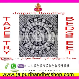 Indian New Cotton Elephant Mandala Tapestry thumbnail-1