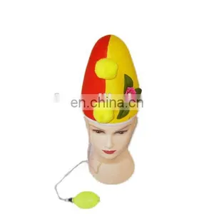 MCH-1896 Party Carnival Masquerade Novelty Red Yellow Velvet Child Cone Hat With Flower thumbnail-1