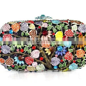 Crystal Clutch Bags With Stone Fushia Color Handmake Evening Clutch Bags for Party thumbnail-6