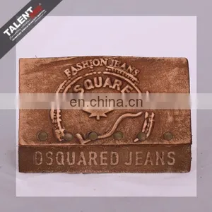 Custom Fashion Embossed Genuine Leather Patch &leather Badges for Jeans thumbnail-1