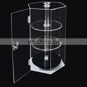 Acrylic Spinning Hexagonal Showcase Cabinet Stand thumbnail-1