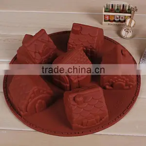 6 Piece Small House Shaped Bread Pudding Soap Mold thumbnail-1