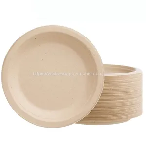 Biodegradable and Disposable Eco-Friendly Super Rigid 9 Inch Bagasse Plates thumbnail-3