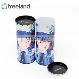 Recyclable Round Shape Packages Re-usable Tin Plug Cardboard Tube Box Packaging for Socks thumbnail-4