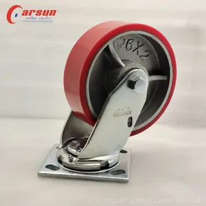 Heavy Duty Caster 6 Inch Iron Core PU Caster Wheel Industrial Swivel Castor Wheels Without Brake thumbnail-4