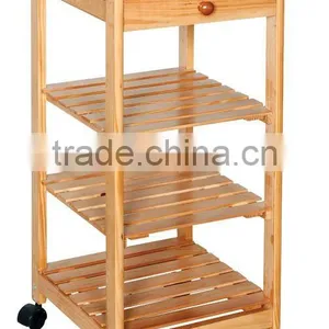 Wood Nature Color Tile Top Kitchen Trolley thumbnail-1
