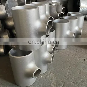Black Butt Welding Pipe Fitting Tee Seamless Straight/Reducing Tee Black Beaded With Ribs Equal Tee For Structure Pipe thumbnail-1