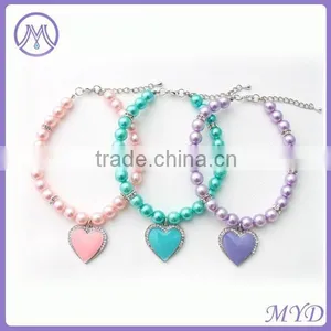 Crystal Stone Heart Pearl Cat Pendant Necklace thumbnail-6