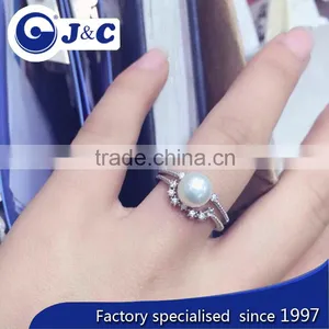 Fashion Real Pearl Finger Ring,white Pearl Finger Ring for Lady thumbnail-3