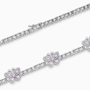 Shining Star Jewelry Women's Moissanite Colored Zircon Butterfly Tennis Necklace thumbnail-5