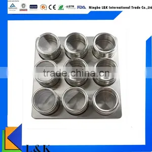9 Pieces Stainless Steel Magnetic Spice Jar Set thumbnail-1