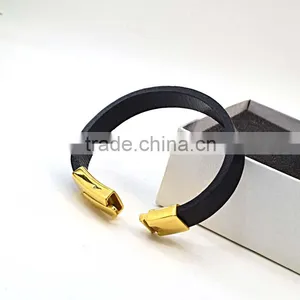 2016 New Fashion Customize Genuine Leather Bracelet For Man Magnetic Punk Bracelet thumbnail-3