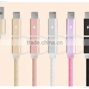 Dual Head Micro Usb & Ios Usb Braid Weave Data Cable for AUSU T45/Zenfone Zoom/2 Laser thumbnail-3
