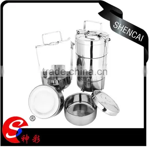Portable Stainless Steel Hot Four Layer Tiffin Lunch Box/ Insulated Food Carrier/ Hand Pot thumbnail-4
