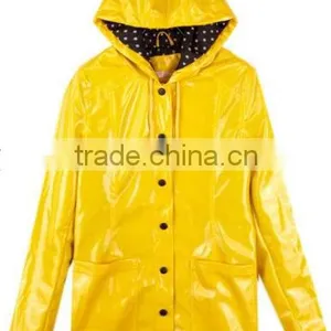 Waterproof Clothing Women Classic Yellow PU Raincoat thumbnail-1