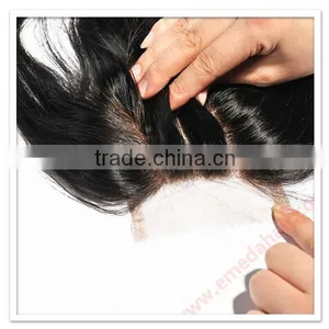 Cheap Body Wave 100% Virgin Brazilian Human Hair 3 Part Silk Base Lace Closure thumbnail-5
