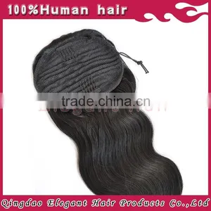 Indian Remy Hair Drawstring Ponytail With Clip, Wrap Around Human Hair Ponytail thumbnail-5