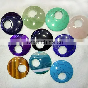 JF6879 Natural Gemstone Semi Precious Stone Donut Pendants Quality Choice thumbnail-1