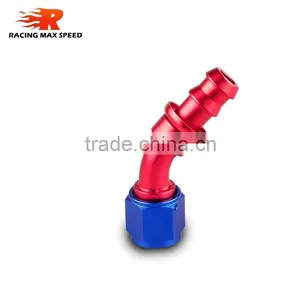 Aluminum Oil Cooler Push on Fitting 45 Degree Push on Hose End Blue and Red 10-045-10 thumbnail-2