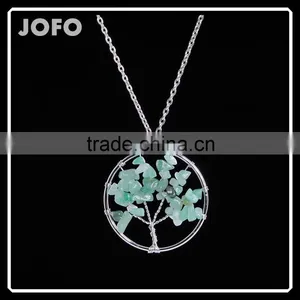 2016 Green Aventurine Natural Stone Tree Of Life Pendant Necklace Accessories for Women SMJ0174 thumbnail-1