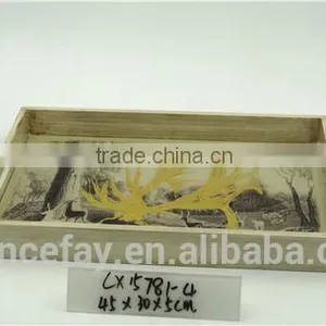 Lovely Style Wooden Glass Mirror Tray for Home Decorative thumbnail-3