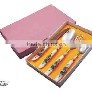 Stainless Stee Ceramicl Handl Cutlery Set Gife Box thumbnail-1