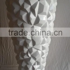 Gorgeous Decorative Fiberglass Lacquer Vase, 3D Cube Design in White thumbnail-1