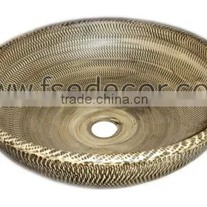 Round Painted Bathroom Ceramic Sink Bowl thumbnail-1