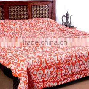Ikat Kantha Quilt Ikat Kantha Cotton Bedding Bed Cover thumbnail-1