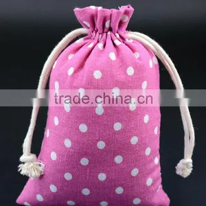 Promotion Hemp Dots Printed Jute Drawstring Bag With Low Price Supplier's Choice thumbnail-1