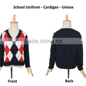 School Uniform Design Kids Cardigan Pleated Skirt Girls School Uniform Set thumbnail-2