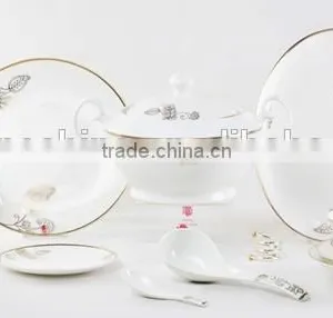 Embossed Gold Dinner Set, Fine Bone China Dinner Ware Porcelain Plate thumbnail-2