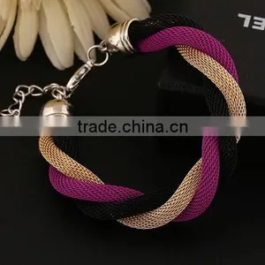 Gold Bangle Stainless Steel Twisted Cable Womens Bracelet Cuff Open End thumbnail-3
