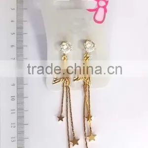 Fancy Golden Engarved Five-pointed Star With Faux Pearls Dangle Earrings thumbnail-1