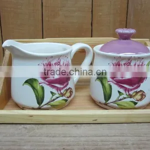 Porcelain Sugar Bowl and Coffer Creamer Container thumbnail-1