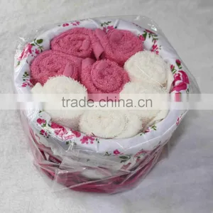 Custom Color Cotton Face Towel Packed in Willow Basket thumbnail-3