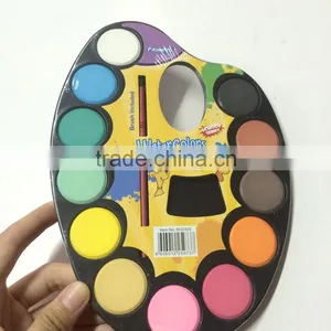 12 Colors Large Plastic Artist Palette With Painting Brush for Kids thumbnail-2